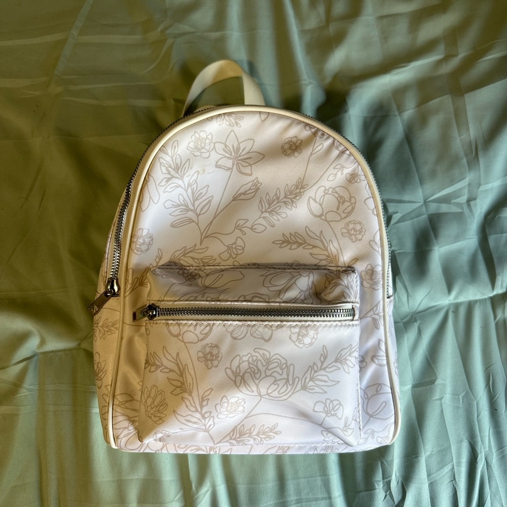 Floral White Backpack